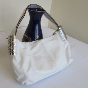 Dissona  White/Silver  Genuine Leather Shoulder bag Made in Italy